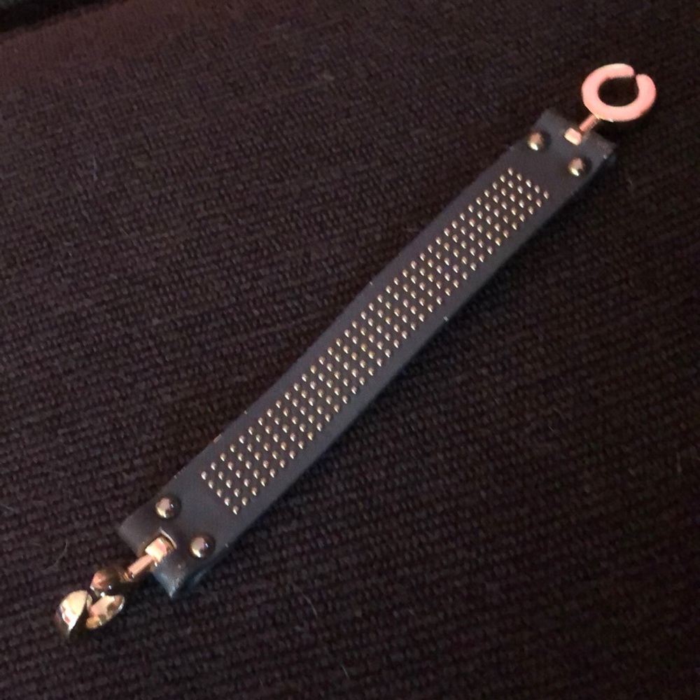 GRAY FAUX LEATHER STUDDED BRACELET